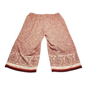 J Jill Silky-Soft Full-Leg Crops Pull-On Fruit Punch Paisley Womens Size Large